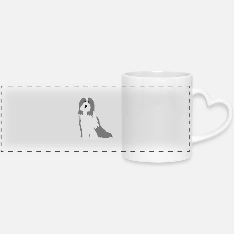 Bearded Collies - Panoramic mug with heart handle - white