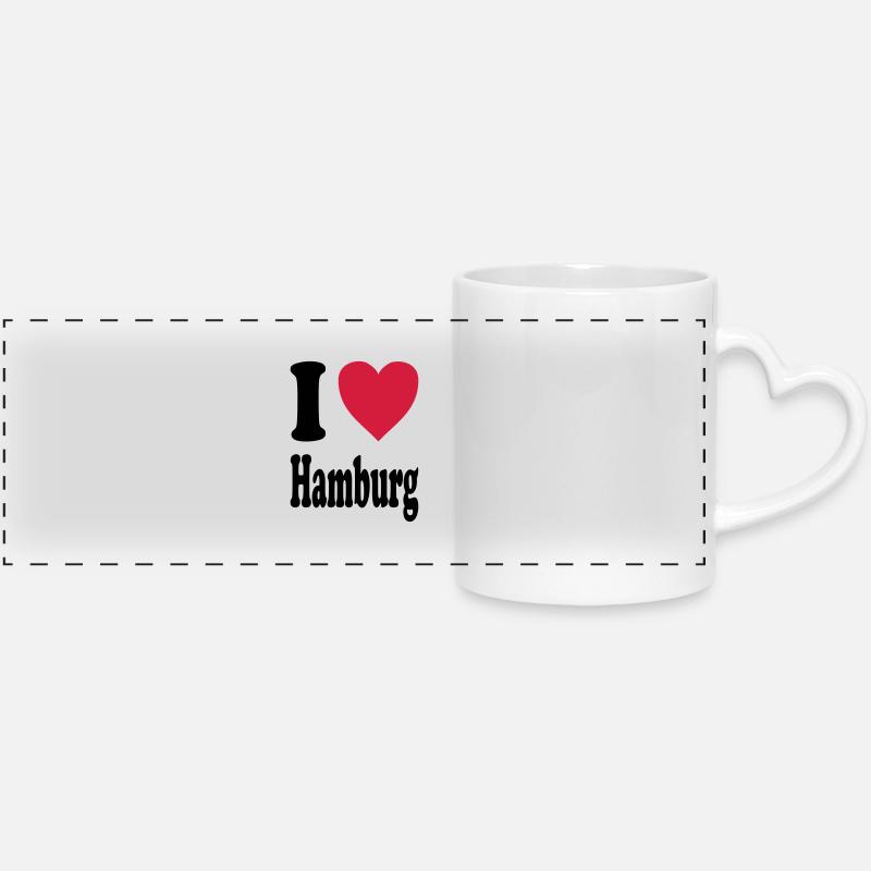I love Hamburg - Panoramic mug with heart handle - white