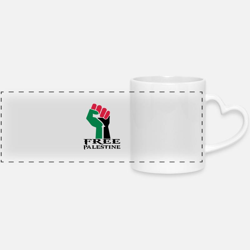 dessin palestinen symbole drapeau palestine - Mug panoramique avec anse en forme de cœur - blanc