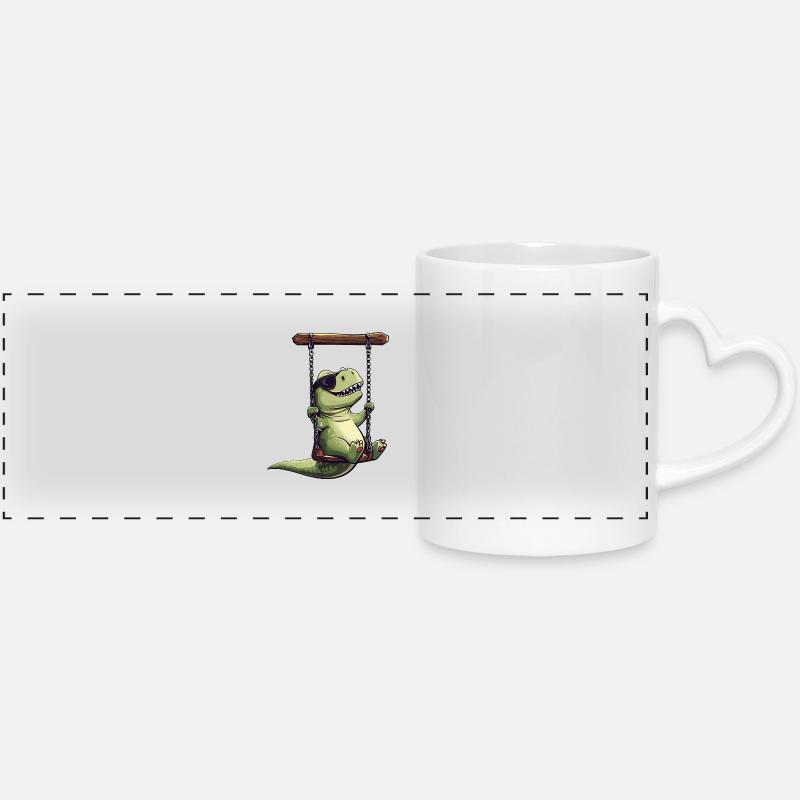 Cool Dino sur les lunettes de soleil Swing T-Rex - Mug panoramique avec anse en forme de cœur - blanc