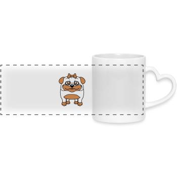 chien carlin fille jolie arc femme femme - Mug panoramique avec anse en forme de cœur - blanc - Devant