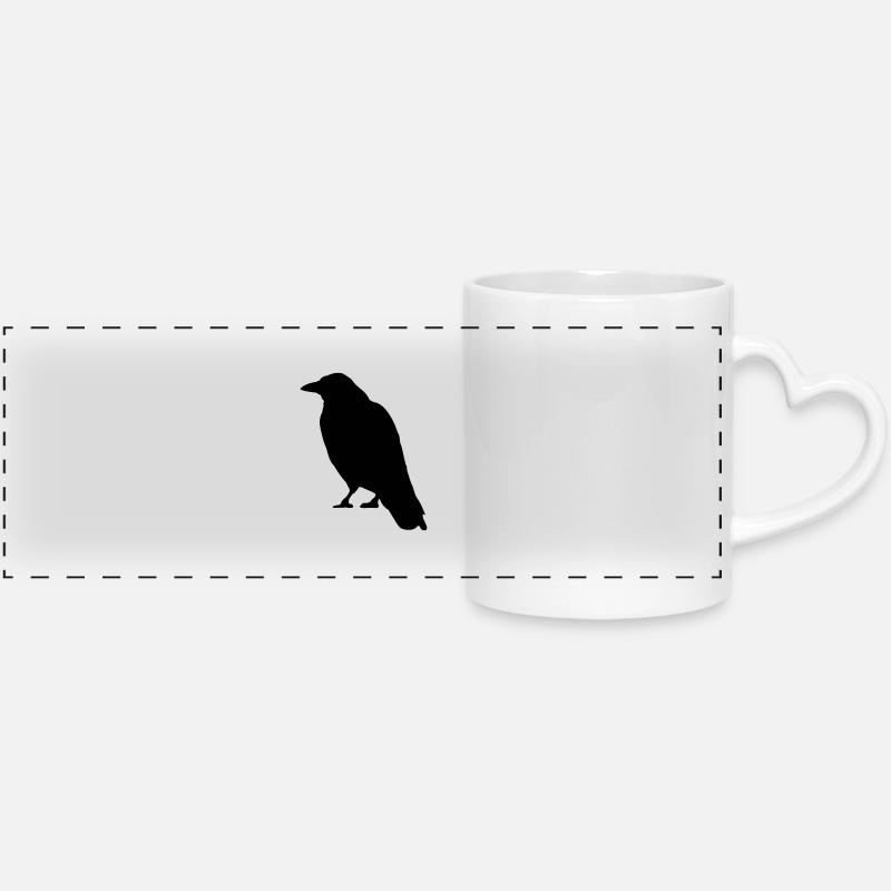 Black Crow oiseau - Mug panoramique avec anse en forme de cœur - blanc