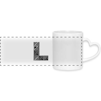 letter L - Panoramic mug with heart handle - white - Front