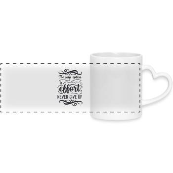 never give up - Panoramic mug with heart handle - white - Front