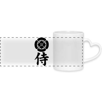 Samurai emblem of the Oda clan (black) - Panoramic mug with heart handle - white - Front