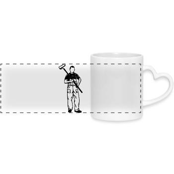 Croquis de garçon peintre - Mug panoramique avec anse en forme de cœur - blanc - Devant