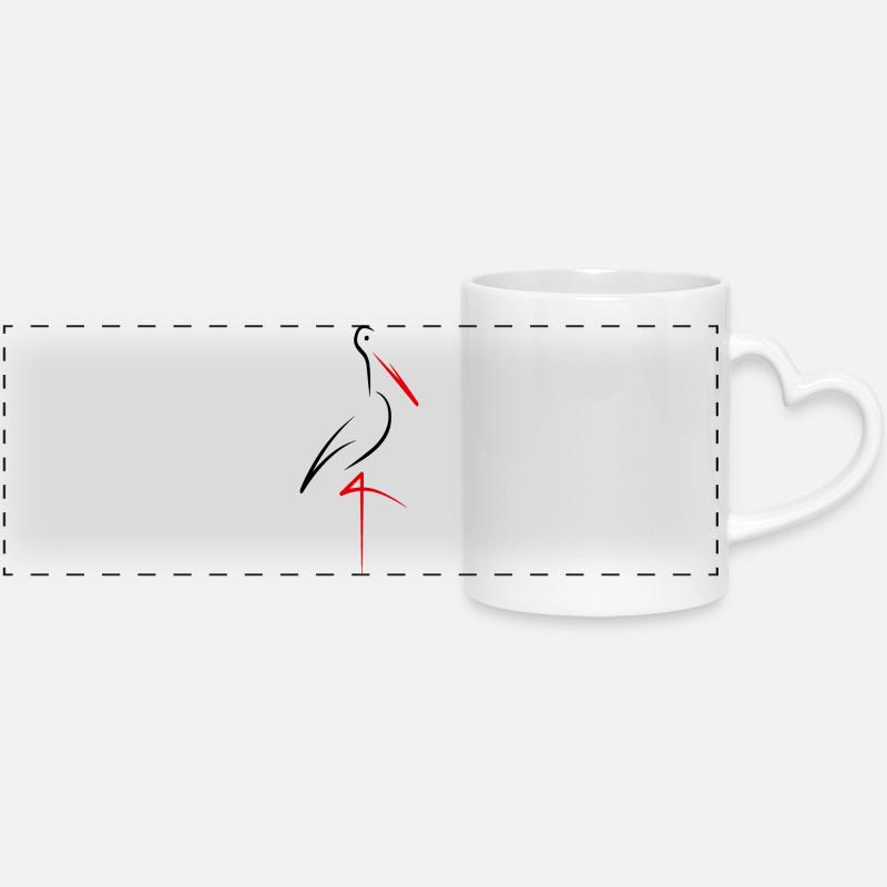 Cigogne - Mug panoramique avec anse en forme de cœur - blanc
