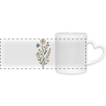 Meadow Flowers Watercolor - Panoramic mug with heart handle - white - Front