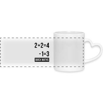 Mans Not Hot Shirt, 2+2 is 4 Quick Maths - Panoramic mug with heart handle - white - Front