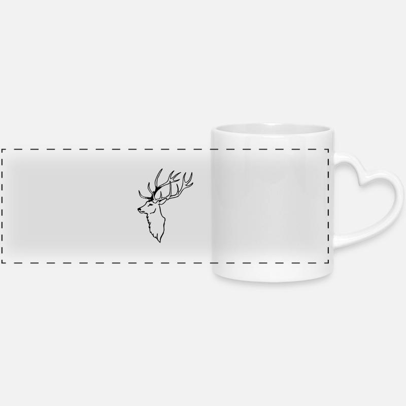 Deer - Panoramic mug with heart handle - white