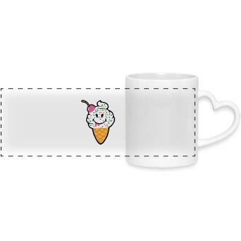 Smiley Kawaii Icecream - Mug panoramique avec anse en forme de cœur - blanc - Devant