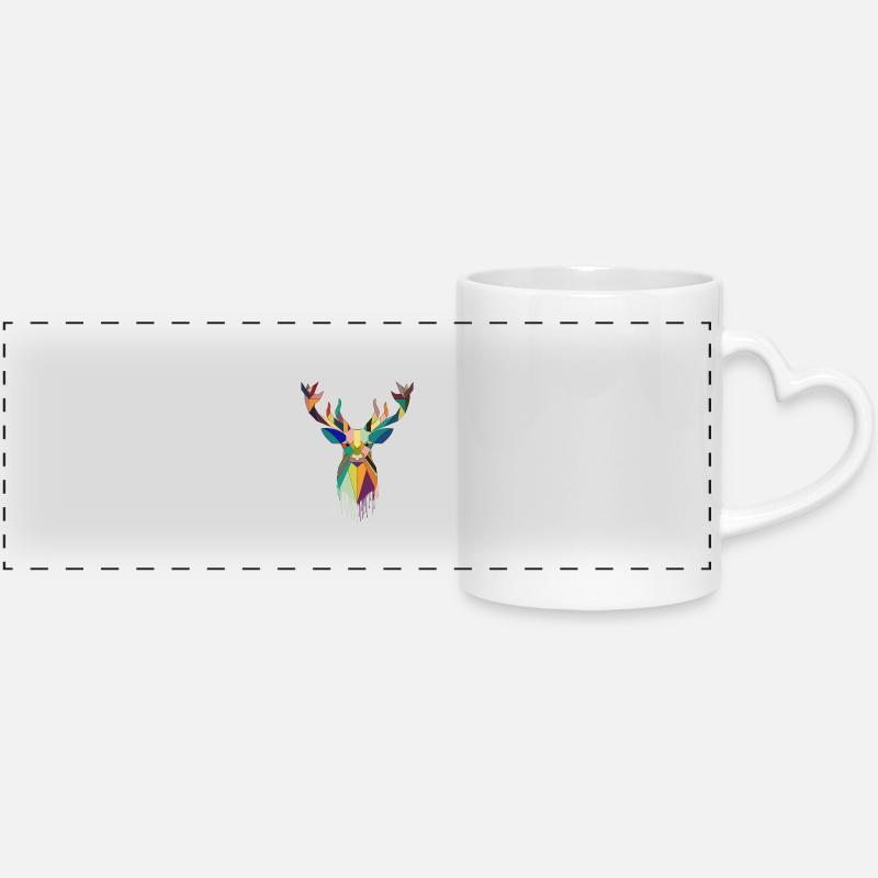 Nature colorful deer - Panoramic mug with heart handle - white