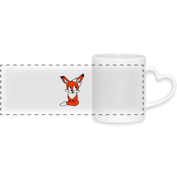 renard femelle fille jolie arc femme belle - Mug panoramique avec anse en forme de cœur - blanc - Devant