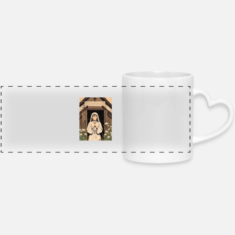 A Prayer Among the Wildflowers - Panoramic mug with heart handle - white