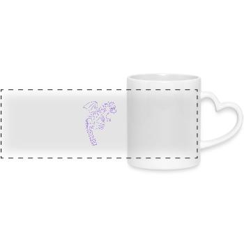 Nuri le petit dragon, violet - Mug panoramique avec anse en forme de cœur - blanc - Devant