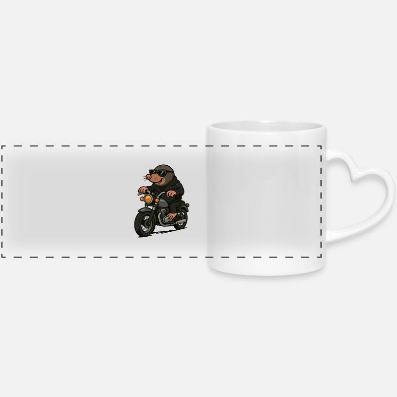 Mole Motorcycle - Panoramic mug with heart handle - white