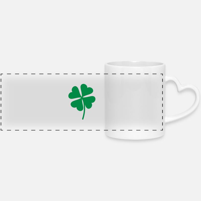 Lucky Shamrock - Panoramic mug with heart handle - white