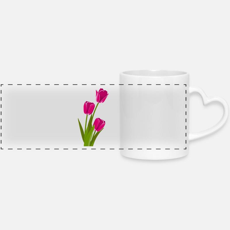 Tulpe Geschenk Geschenkidee - Panoramatasse mit Herzhenkel - Weiß