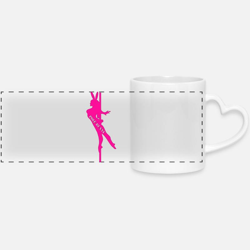 Silhouette du lapin d’orne - Mug panoramique avec anse en forme de cœur - blanc