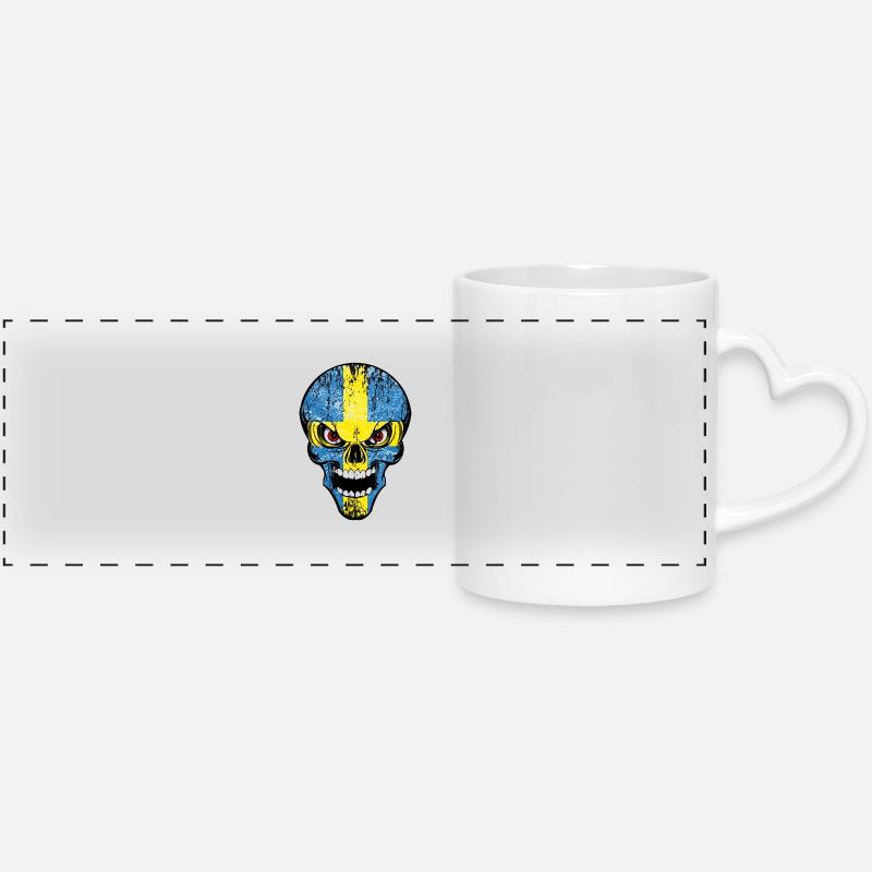 swedish crane - Panoramic mug with heart handle - white