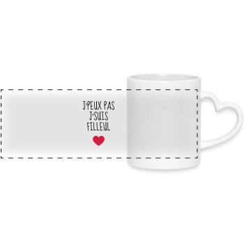 Filleul / Filleule / Parrain / Marraine / Bébé - Panoramic mug with heart handle - white - Front