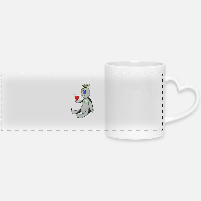 The Voodoo Doll - Panoramic mug with heart handle - white