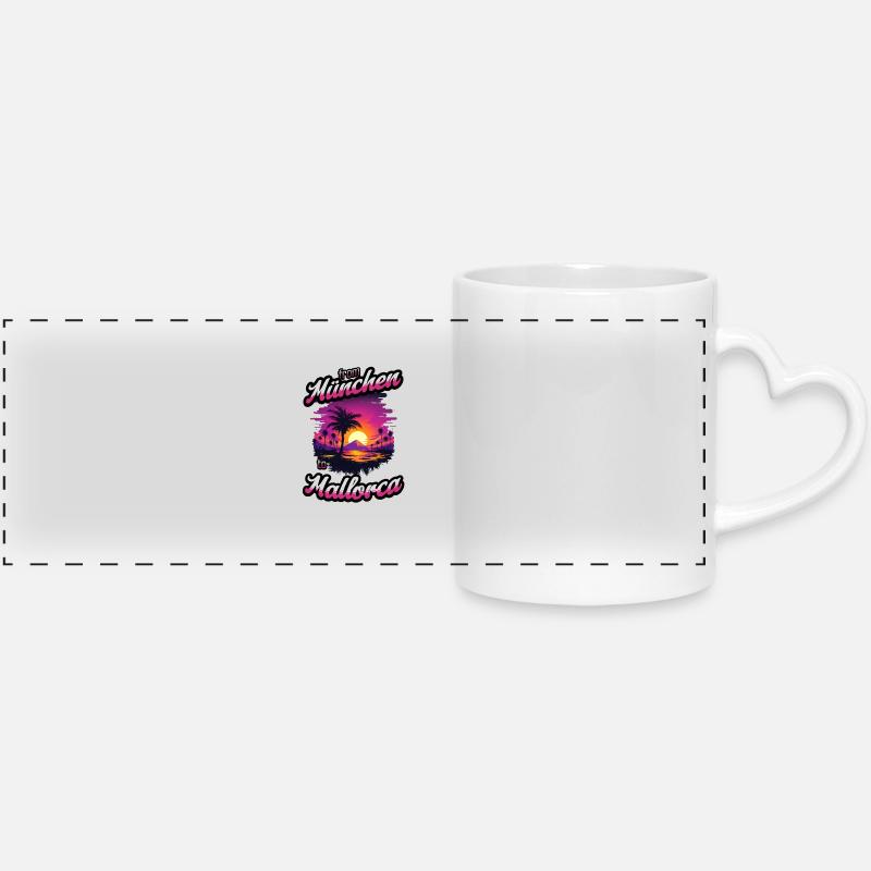 From Munich to Mallorca - Purple Text Edition - Panoramic mug with heart handle - white