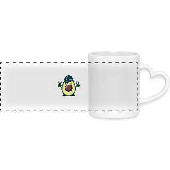 Hippie-Avocado mit Basecap - Coole Peace-Design - Panoramatasse mit Herzhenkel - Weiß - Vorne