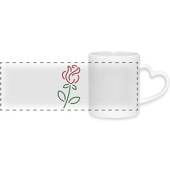 Blume Rose - Panoramatasse mit Herzhenkel - Weiß - Vorne