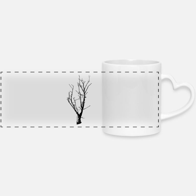 tree - Panoramic mug with heart handle - white