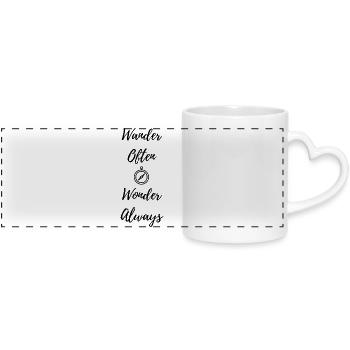 Wander Often, Wonder Always – Adventure Shirt - Panoramic mug with heart handle - white - Front