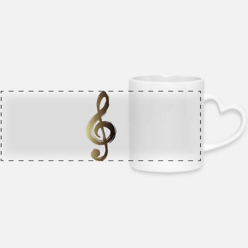 Golden Sun Key with Brush - Panoramic mug with heart handle - white