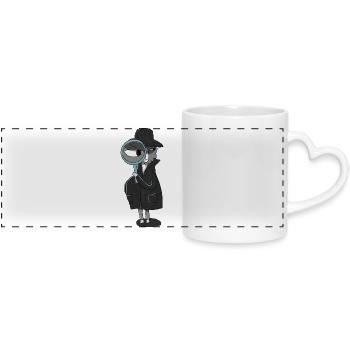 Llama detective with magnifying glass - Panoramic mug with heart handle - white - Front