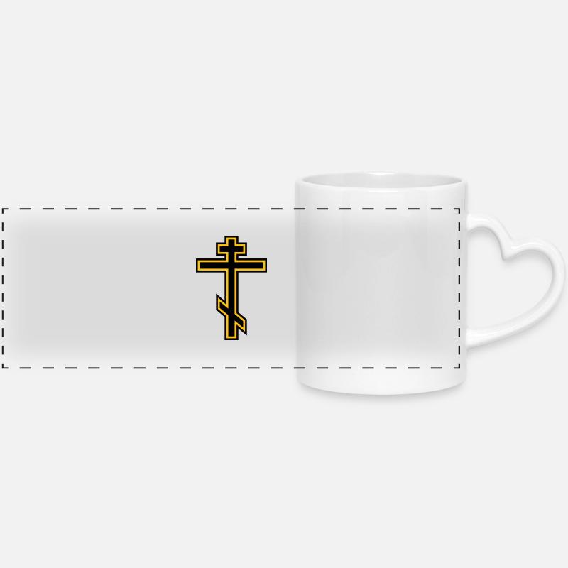 Orthodox Cross - Panoramic mug with heart handle - white