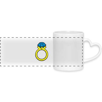 diamond ring - Panoramic mug with heart handle - white - Front