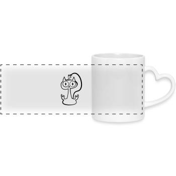 Heay metal cat - Mug panoramique avec anse en forme de cœur - blanc - Devant