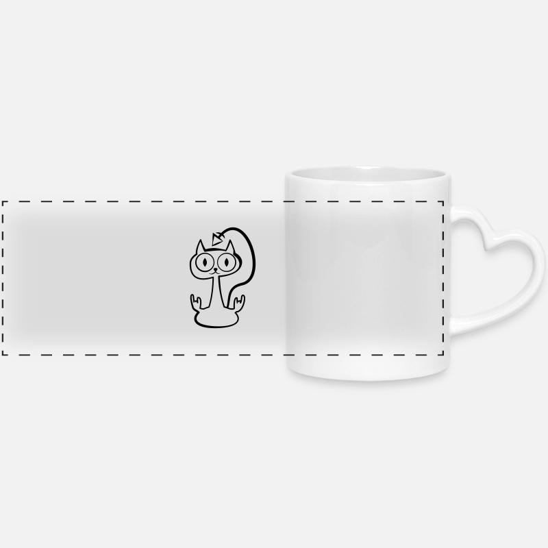 Heay metal cat - Panoramic mug with heart handle - white