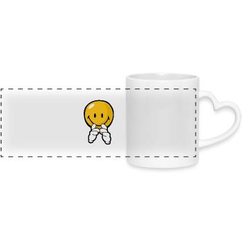 Smiley Confidence Expectation - Panoramic mug with heart handle - white - Front
