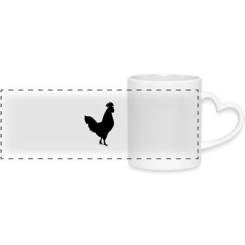 rooster silhouette design - Panoramic mug with heart handle - white - Front