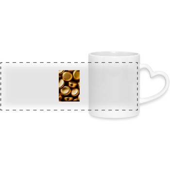 Gold Pieces - Panoramic mug with heart handle - white - Front