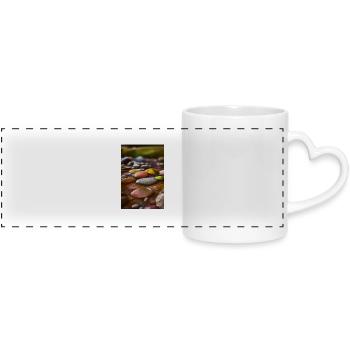 Colorful stones - Panoramic mug with heart handle - white - Front