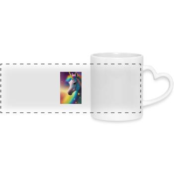 Unicorn - Panoramic mug with heart handle - white - Front