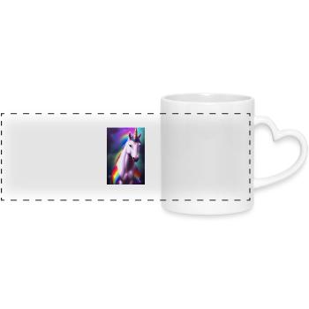Unicorn - Panoramic mug with heart handle - white - Front