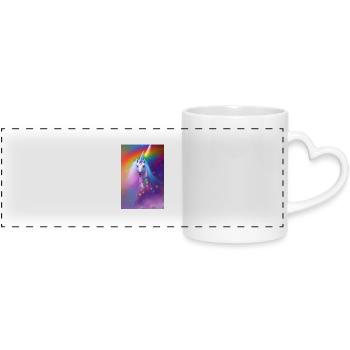 Unicorn - Panoramic mug with heart handle - white - Front