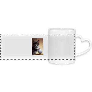 Baby Cat - Panoramic mug with heart handle - white - Front
