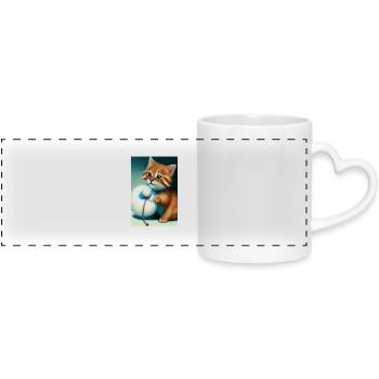 Little Cute Baby Cat - Panoramic mug with heart handle - white - Front