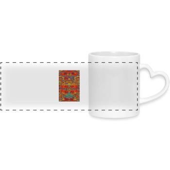 Modèle rétro - Mug panoramique avec anse en forme de cœur - blanc - Devant