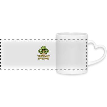 Turtally Awesome – Happy Turtle Thumbs Up - Panoramic mug with heart handle - white - Front