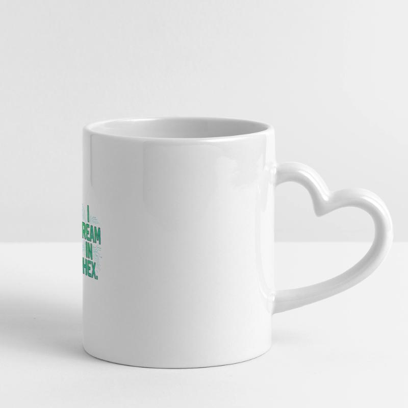 I Dream in Hex – Nerdy Coder T-Shirt for Devs Panoramic mug with heart handle