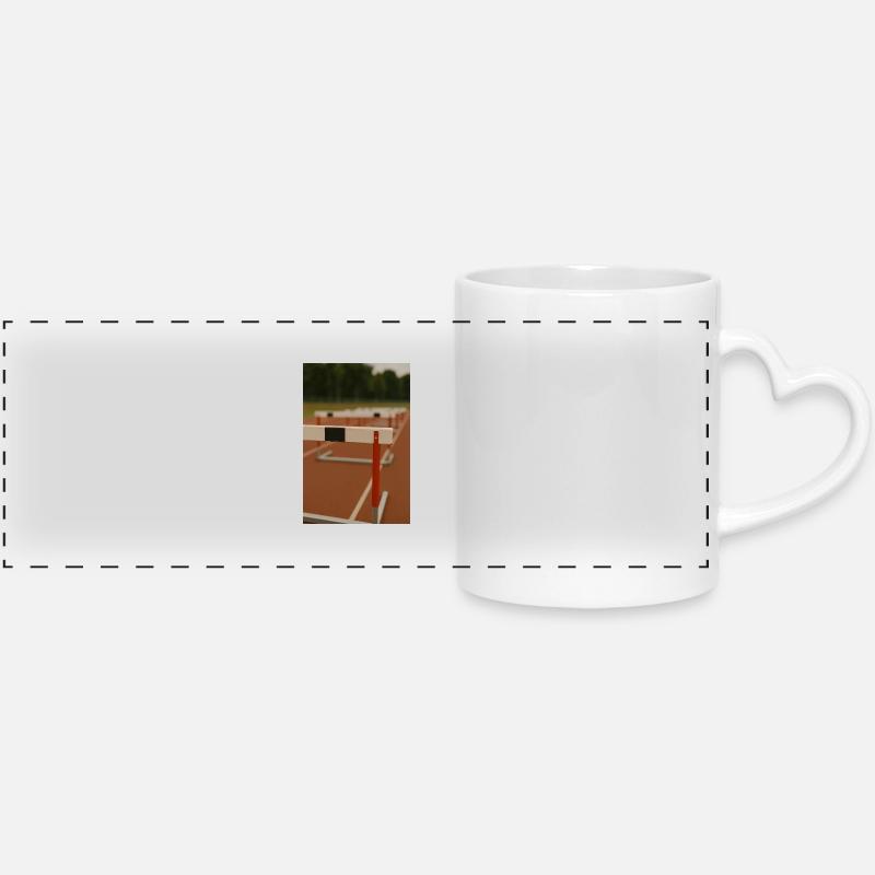 Sport - Hurdles in Athletics - Panoramic mug with heart handle - white
